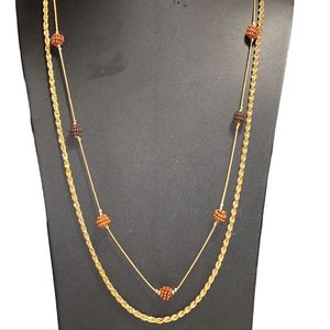 Vintage Gold Tone Basemetal Rope Chain With beads